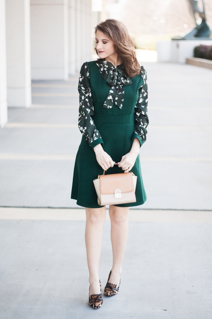 Work Wear: Green Floral Dress
